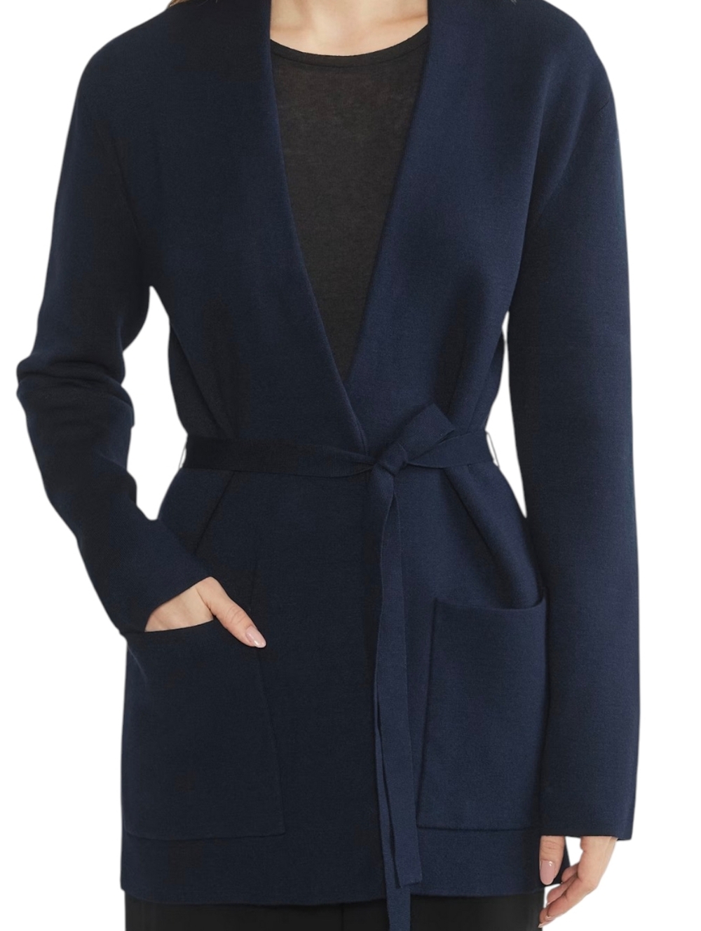 Babaton Aritzia Ty Short Indigo Belted Cardigan